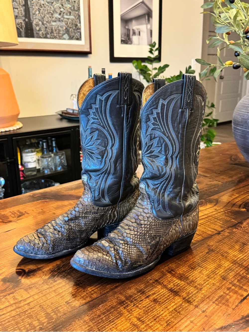 Vintage Tony Lama Genuine Python Cowboy Boots Men’s 9D Exotic Western